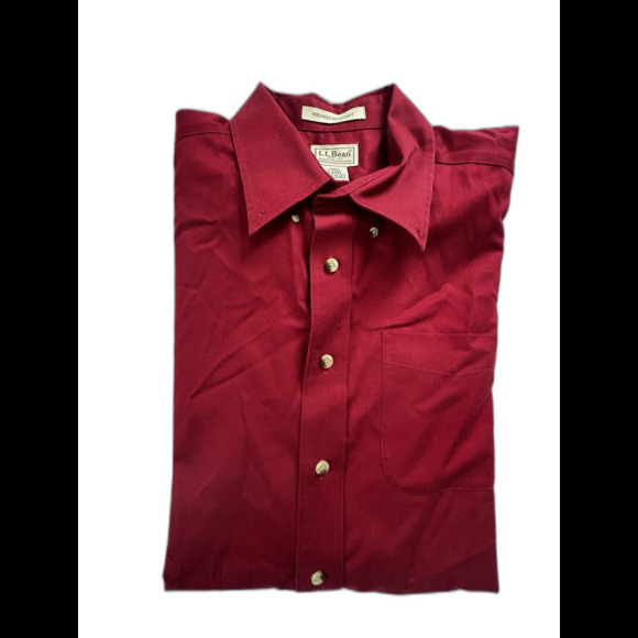L.L. BEAN Men's Red Short Sleeve Button Up Shirt Size L-Tall Wrinkle Resistant - Picture 10 of 10